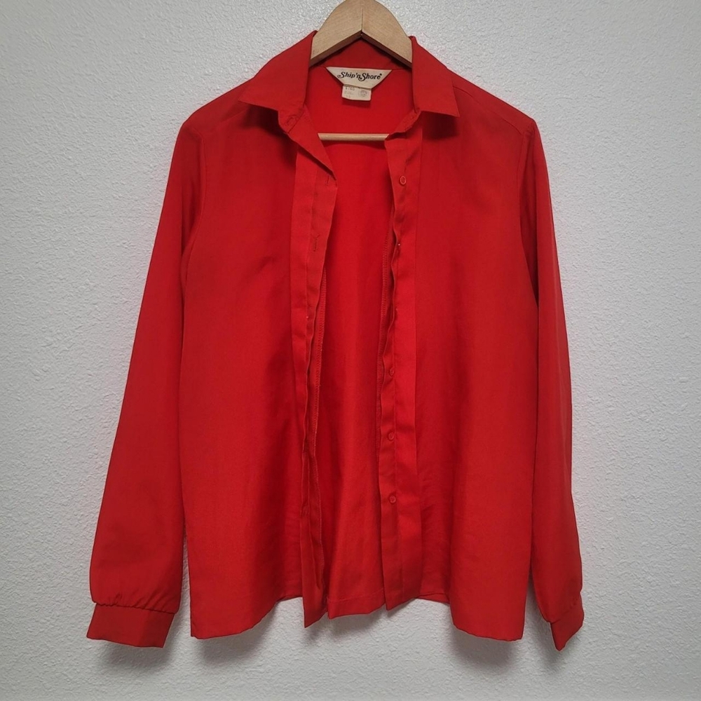 Retro Bright Red Button-Up - Picture 4 of 8